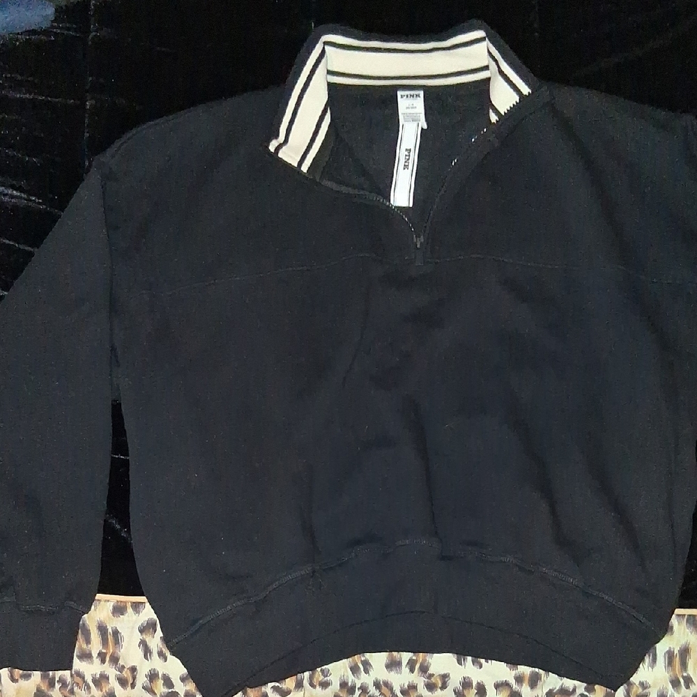 PINK Victoria's Secret Black and White Zip-Up Jacket